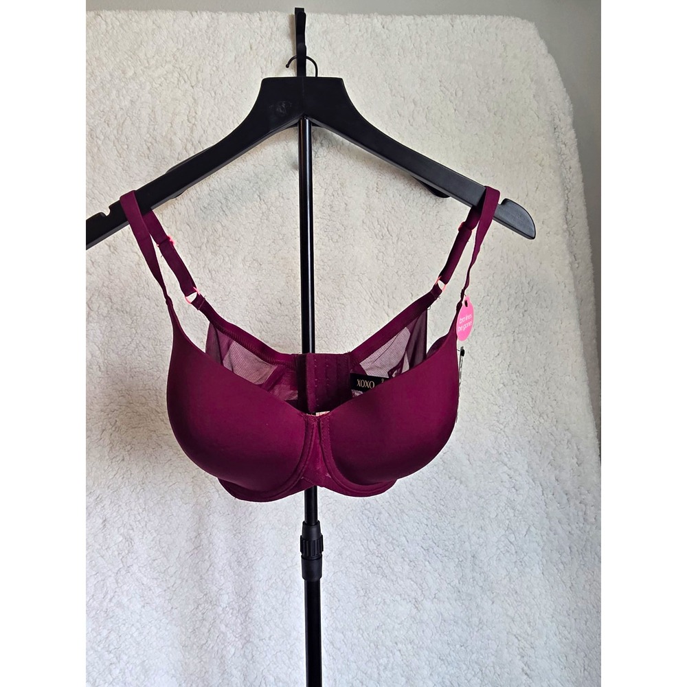 XOXO 36D Burgundy/Pink Underwired T-Shirt Bra Mesh Back Hook & Eye Closure